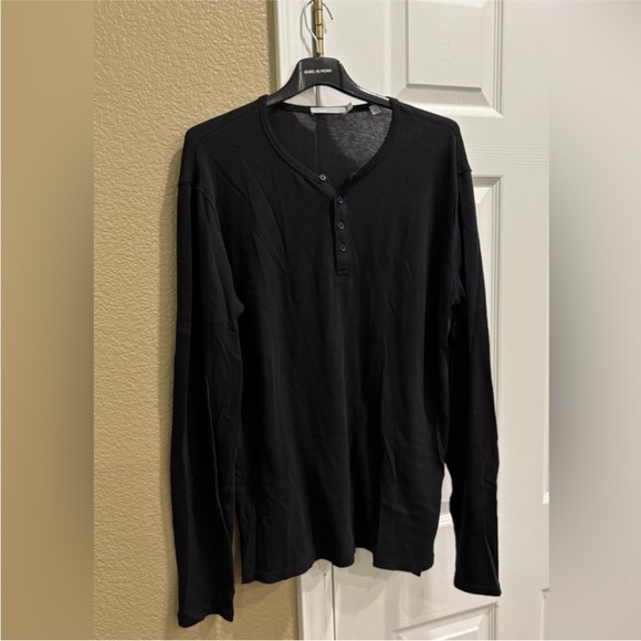 Vince Black Long Sleeve Buttoned Mandarin Collar Shirt - Picture 4 of 5